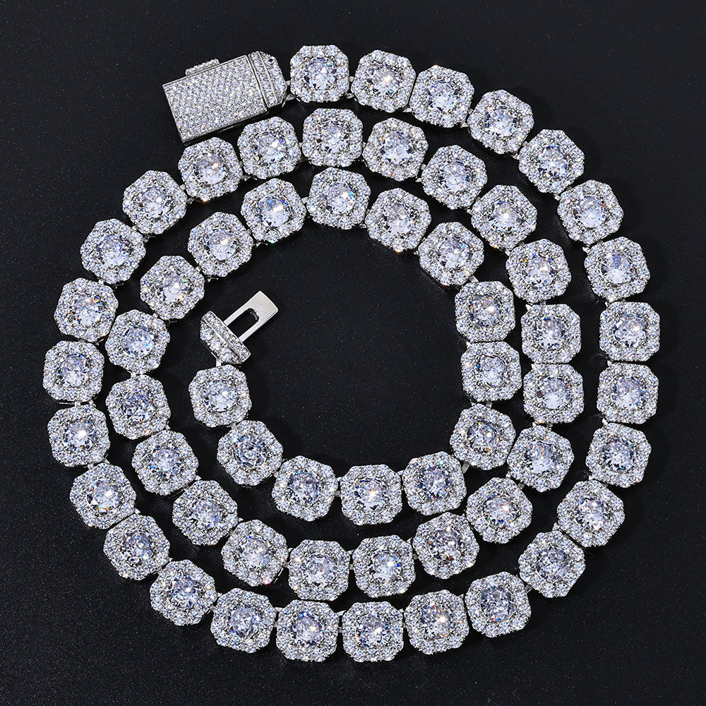 Stacking Ice Sugar Chain Zirconia Necklace and Bracelet Set in Gold or White Gold