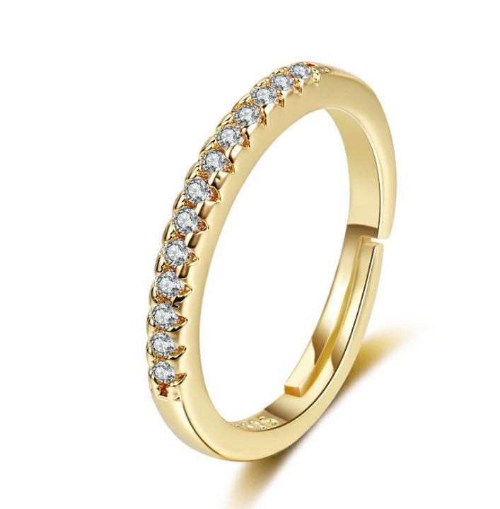 Women's Artificial Diamond High Carbon Rhinestone Simple Fashion Half Straight Rings