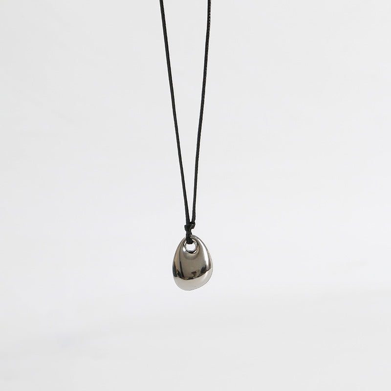 Fashionable Golden Beans Black Leather Rope Necklaces