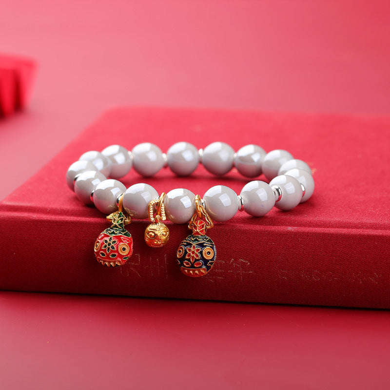 Women's & Men's Fragrant Gray Porcelain Vintage Ethnic Style Handmade Bracelet