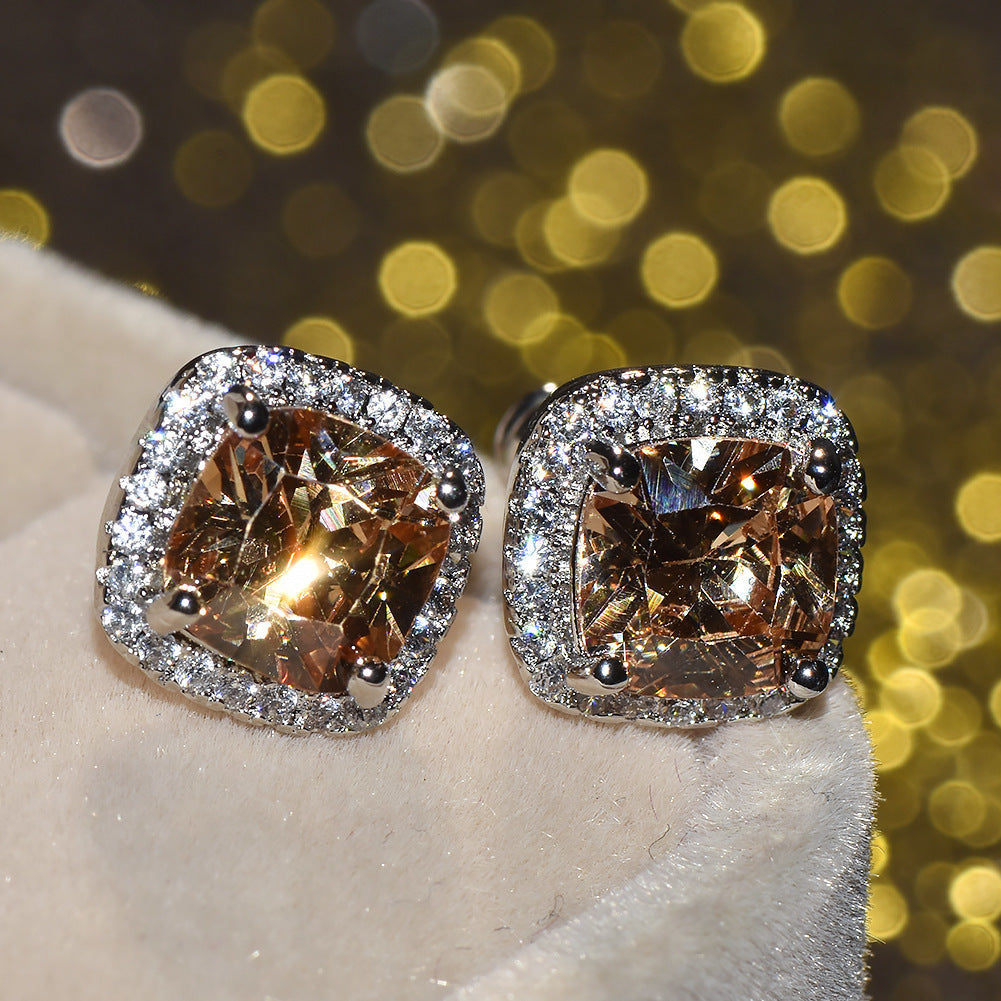 Korean Style Fashion Ear Clips Diamond Full Rhinestone Zircon Earrings