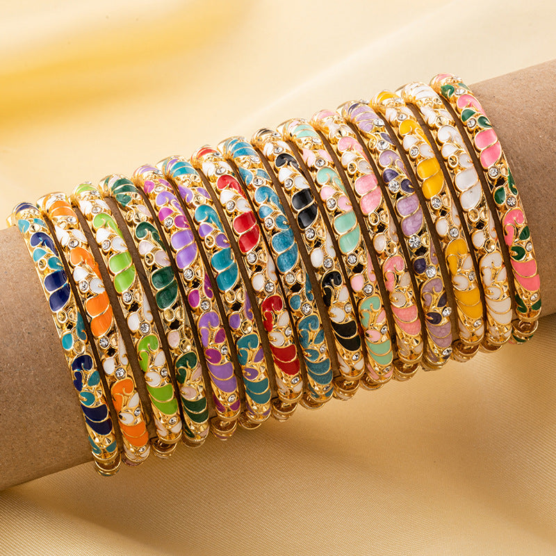 Cloisonne Light Luxury Palace Style Enamel Drop Oil Flower Series Bracelets
