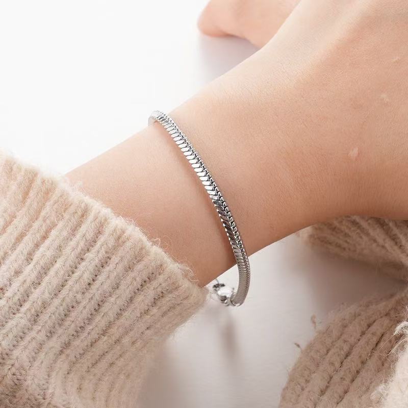 Women's & Men's Sier Plated Personality Affordable Luxury Snake Bone Bracelet