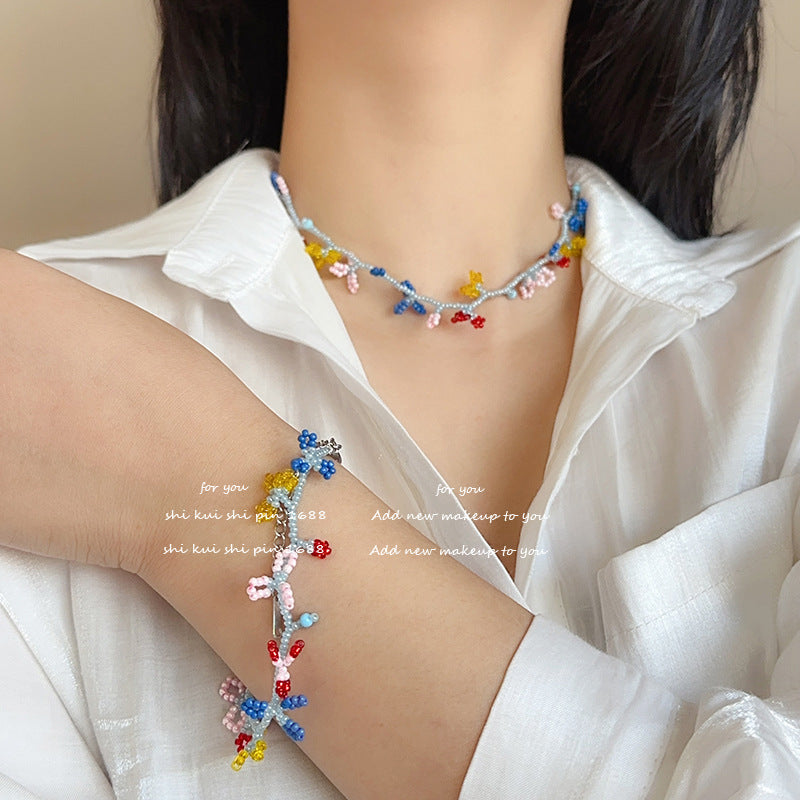 Beaded Collarbone Retro National Style Color Necklace