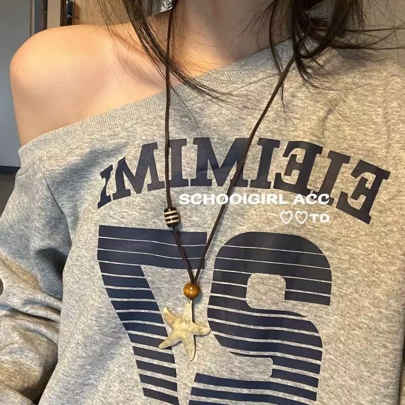 Design Sweet Cool Cold Five-pointed Star Niche Long Sweater Necklace