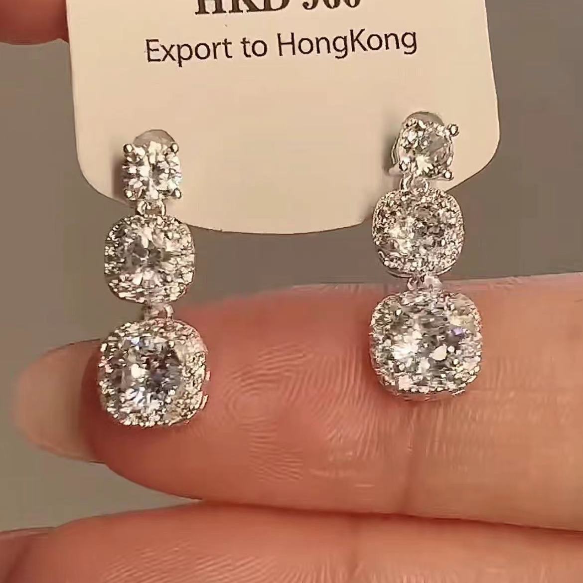 Women's Zircon Geometric Super Flash Light Luxury Minority Square Earrings