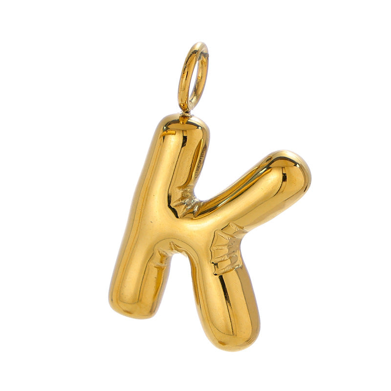 Chubby Bubble English Letter Titanium Steel Gold Pendant