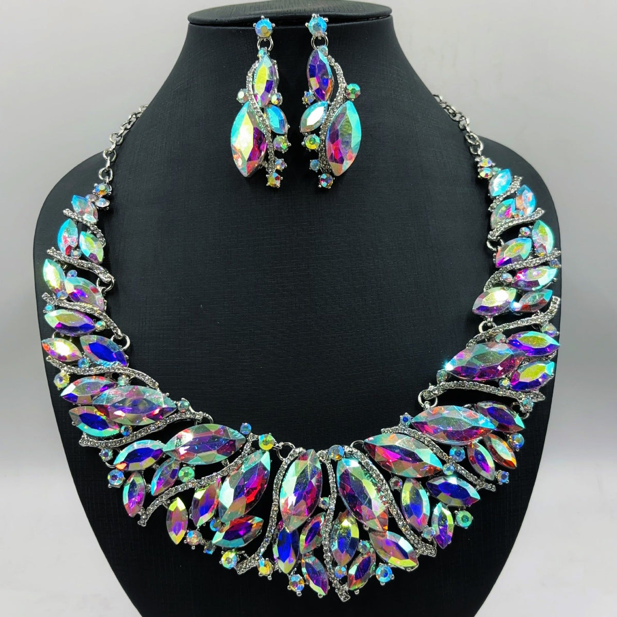 Women's Exaggerated 2 Pcs Crystal Suite Bridal Jewelry Set