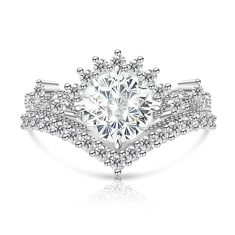 Carbon Diamond Fireworks Cut Garland Female Inlaid Ring