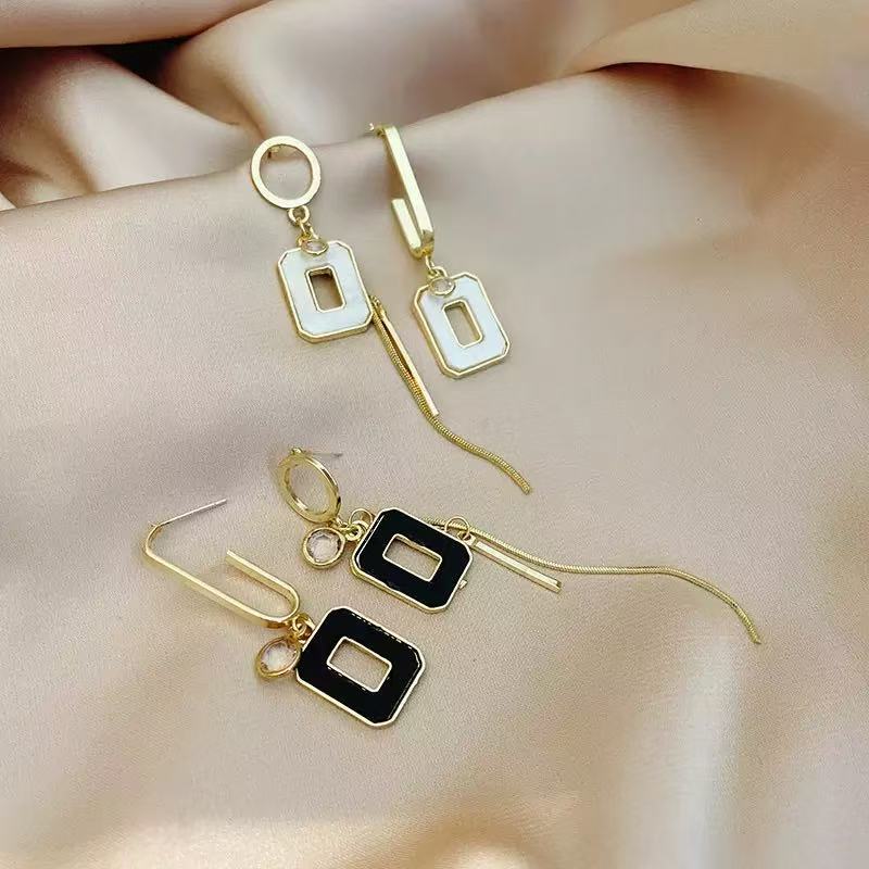 Diamond Irregular Long Female Tassel Drop Oil Personalized Temperamental Earrings