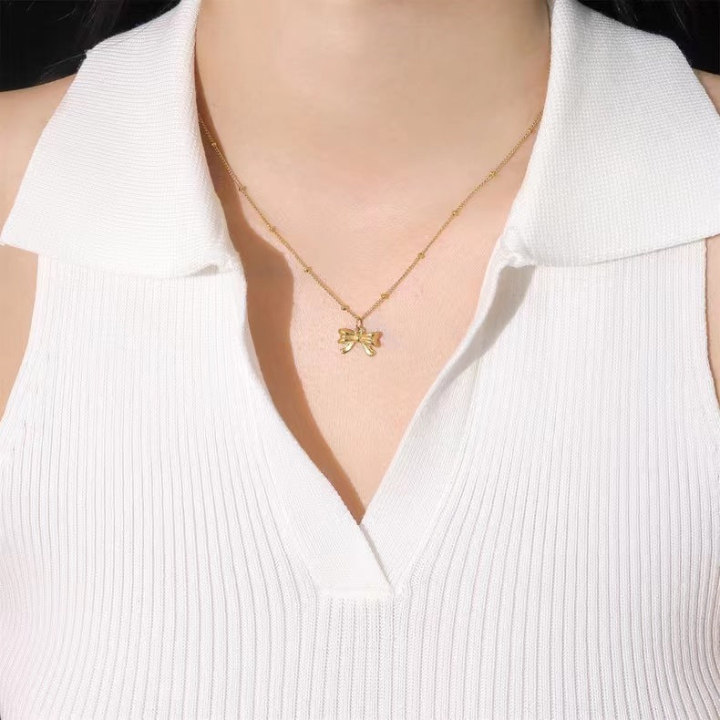 Affordable Luxury Fashion Small Exquisite Bow Necklaces