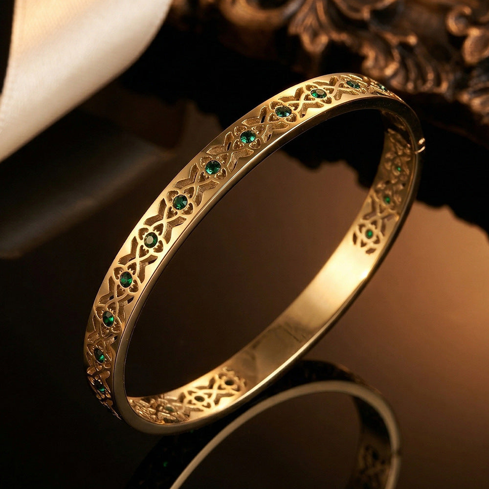 Plated Stainless Steel Environmental Protection Zircon Presbyopic Bracelet