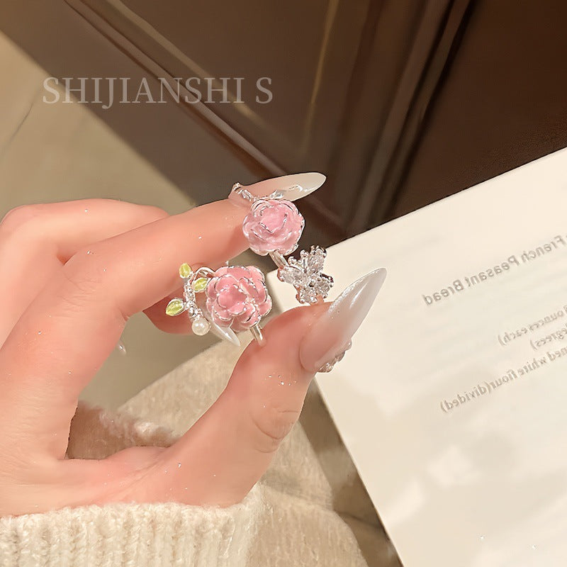 Women's Fog Fresh Pink Floral Tender Shoot Light Oxygen Twin Full Rings