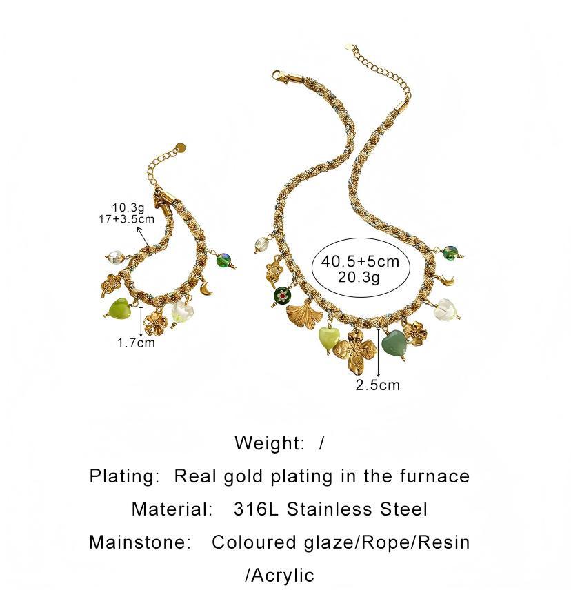 Women's French Style Design Synthetic Resin Love Stainless Necklace