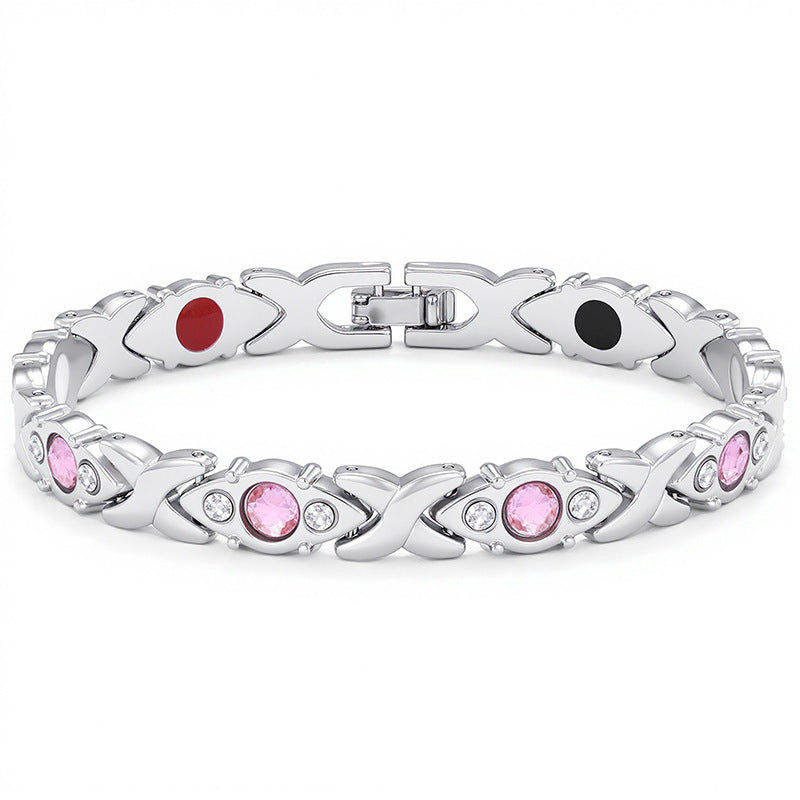 Fashion Four-leaf Clover Red Copper Watchband Buckle Rose Gold Bracelet