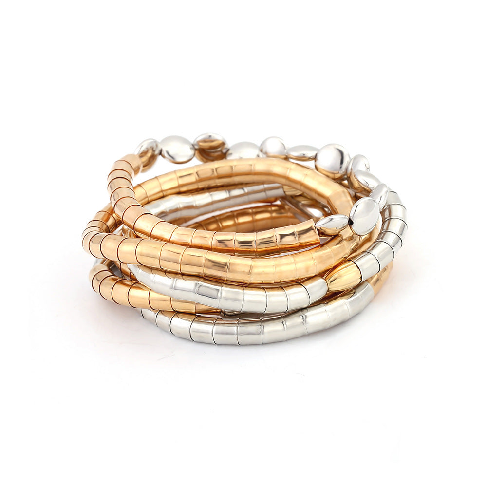 Design Metal Color Contrast Patchwork Twin Light Luxury Irregular Beaded Bracelets