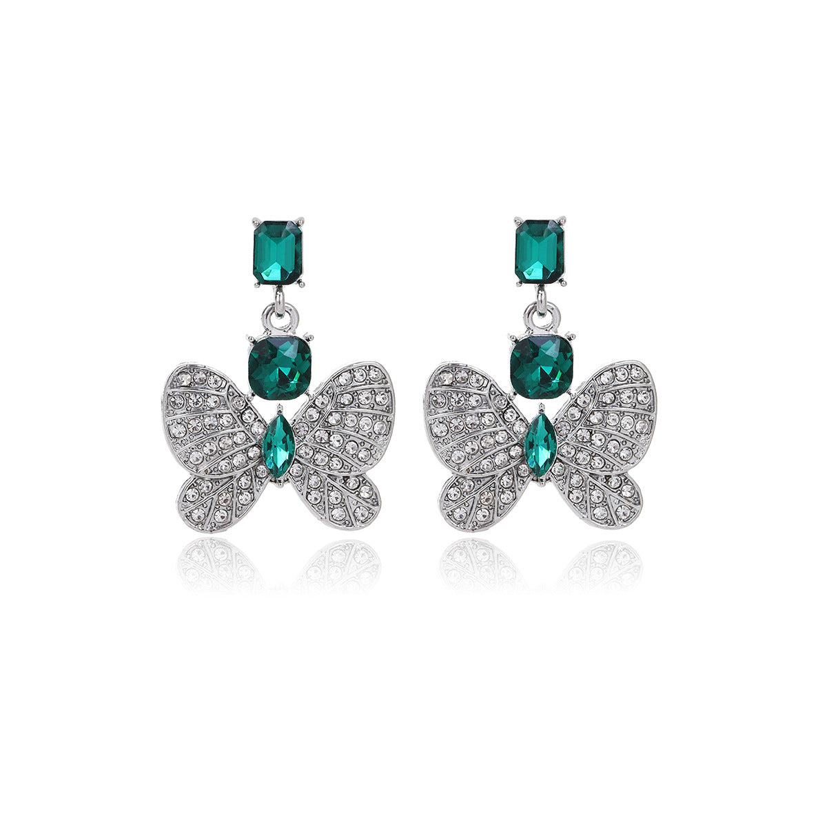 Women's Sier Needle Retro Exquisite Diamond Butterfly Niche Personality Earrings