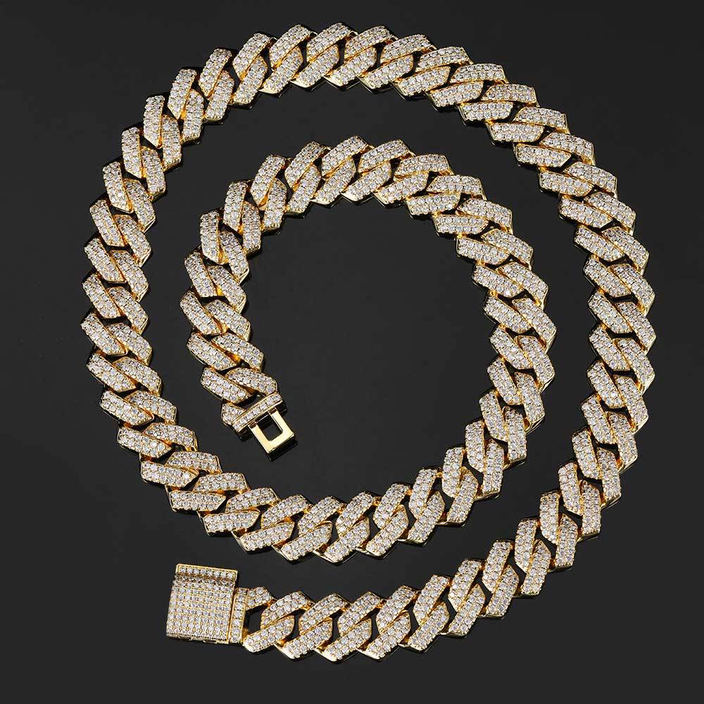 Men's Rhombus Cuban Link Chain Full Rhinestone Necklaces