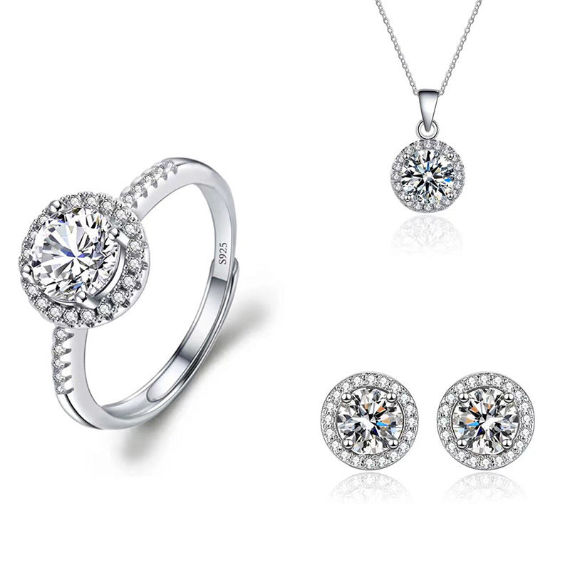 Imitation Moissanite Three-piece Zircon Temperament Ear Earrings