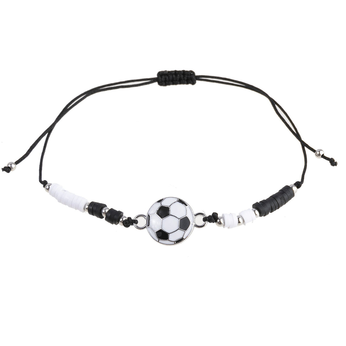 Black White Personalized Sports Football Woven Handmade Bracelet