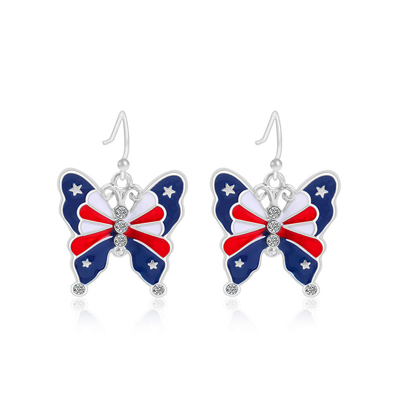 Alloy Dripping Oil Stars Stripes National Rings