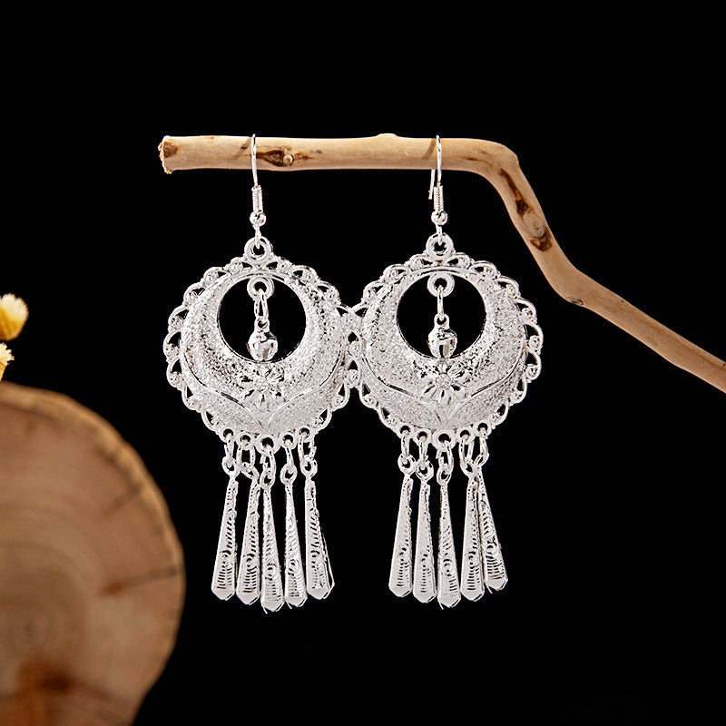 Colorful Long Feather Tassel Scenic Spot Earrings