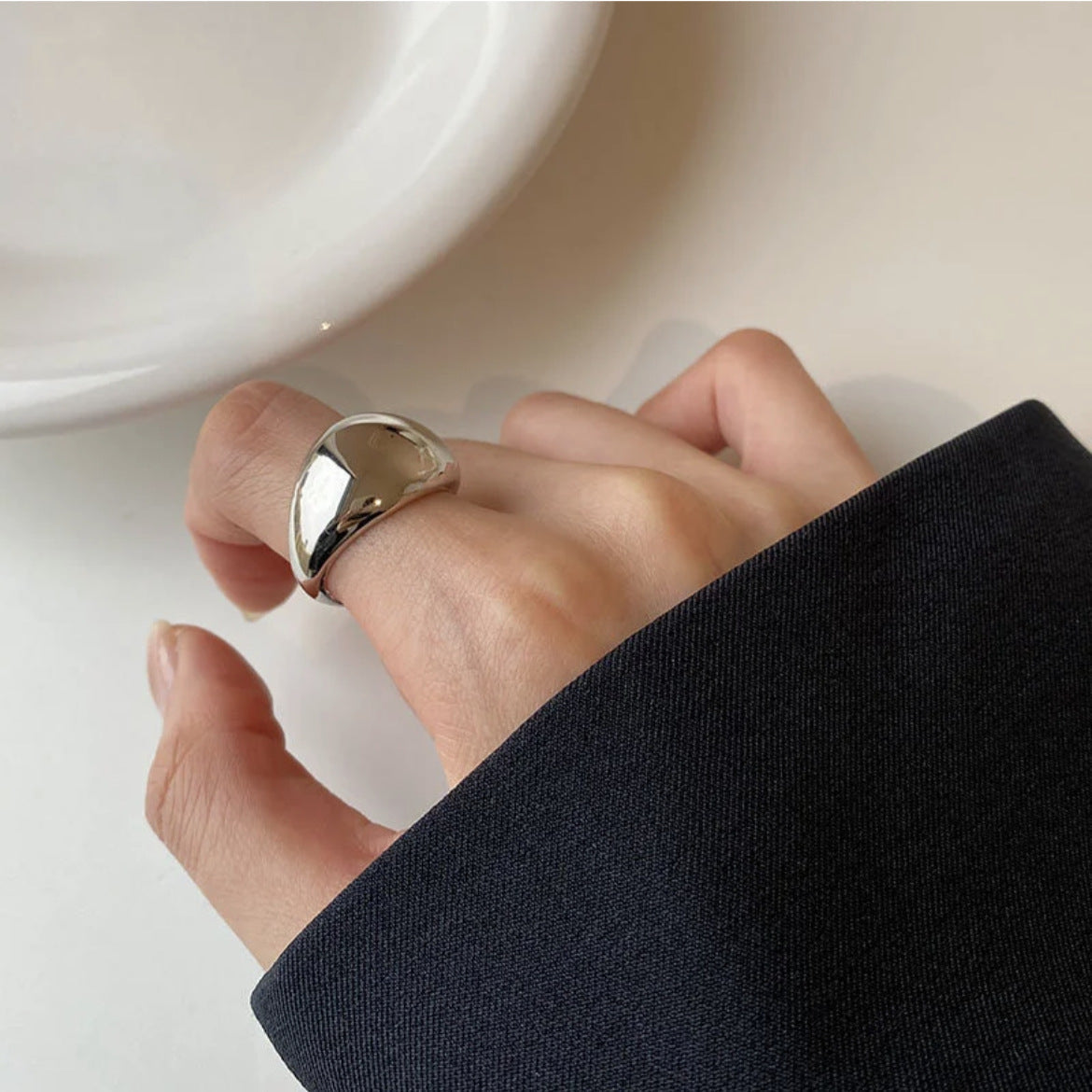 Oval Niche Titanium Steel Index Finger Can't Stop Color Female Ring
