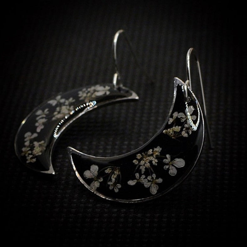 Women's Retro Style Moon Fashion Epoxy Small Floral Earrings
