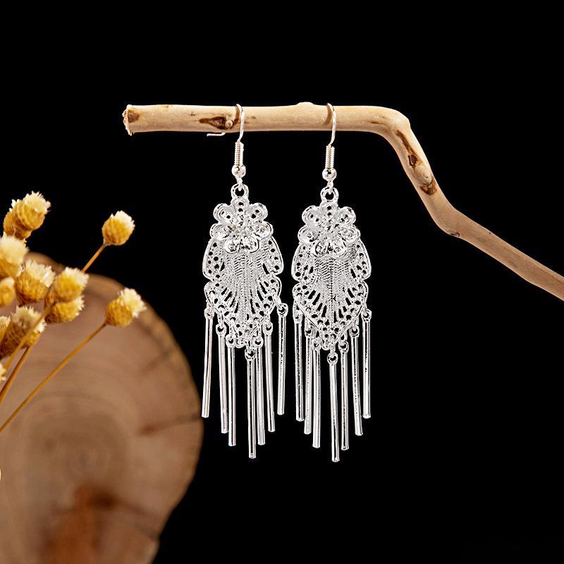 Colorful Long Feather Tassel Scenic Spot Earrings