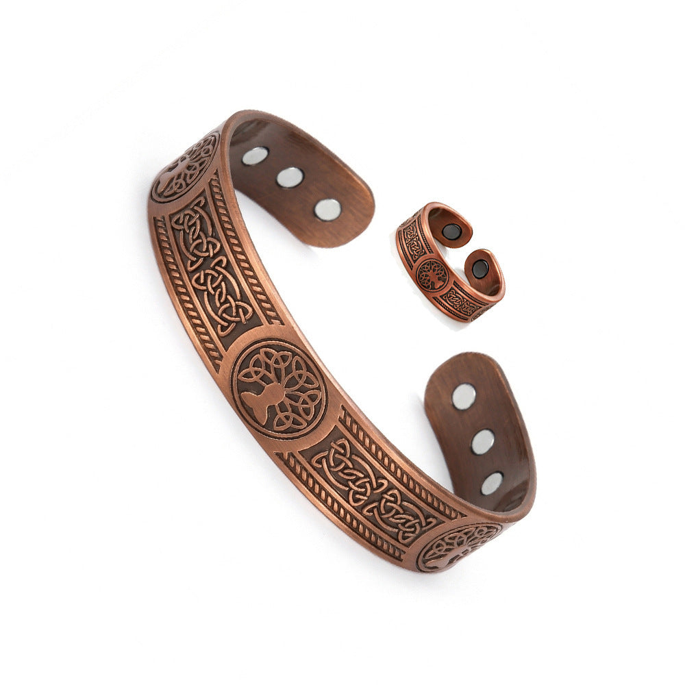 Atmospheric Lucky Tree Magnet Red Copper Health Care Bracelet