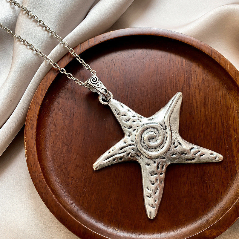 Design Sweet Cool Cold Five-pointed Star Niche Long Sweater Necklace