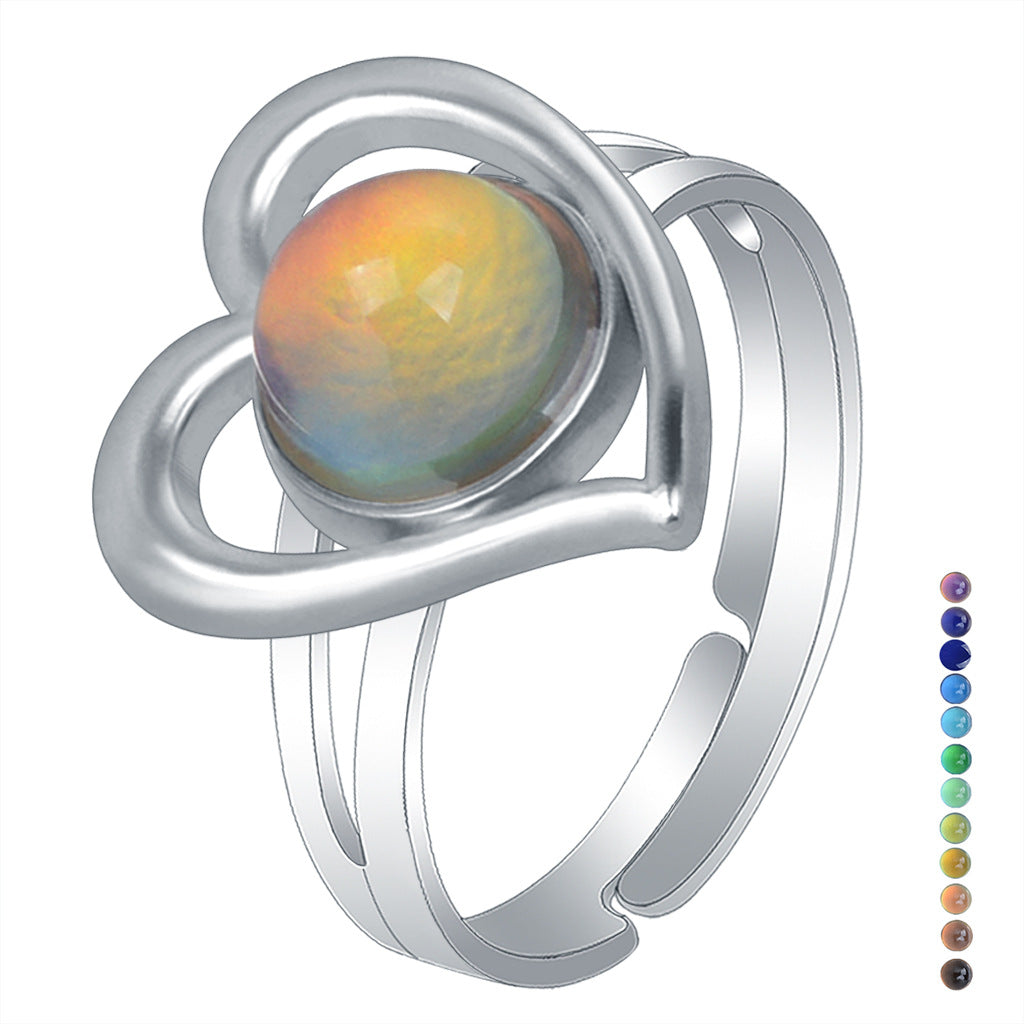 Fashion Charm Female High Profile Retro Gem Temperature Change Ring