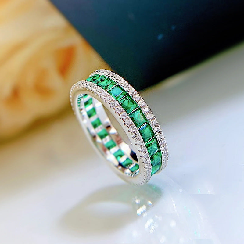 Inlaid Princess Square Exquisite Full Diamond Rings
