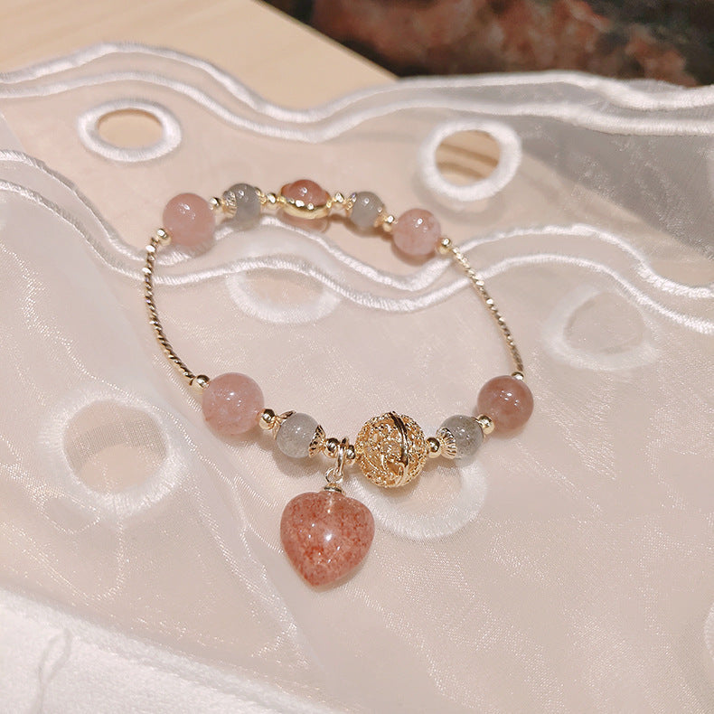 Peach Heart Female Trend Hollow Beads Gray Bracelets