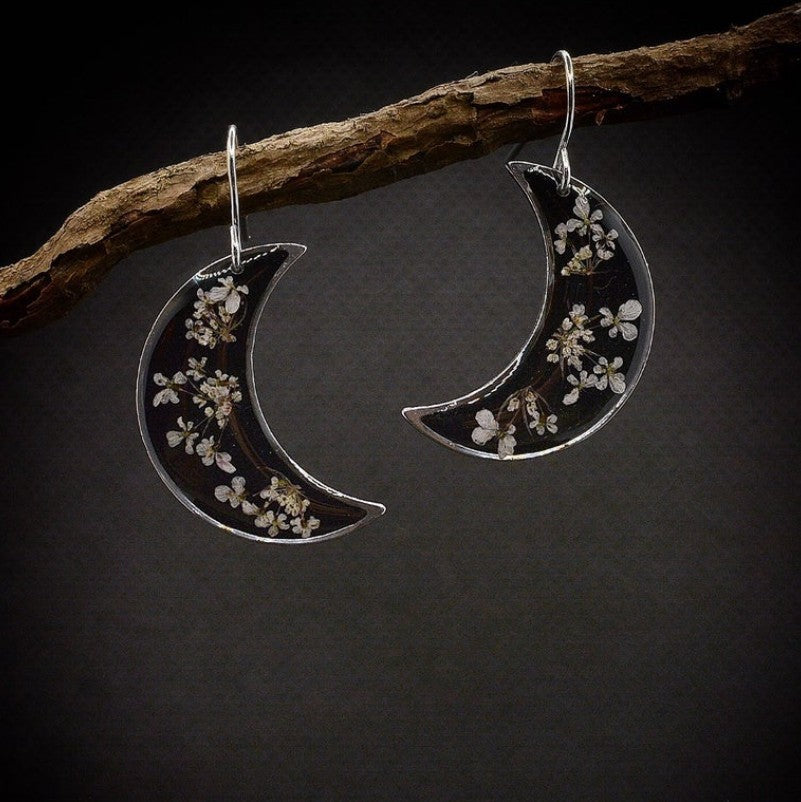Women's Retro Style Moon Fashion Epoxy Small Floral Earrings