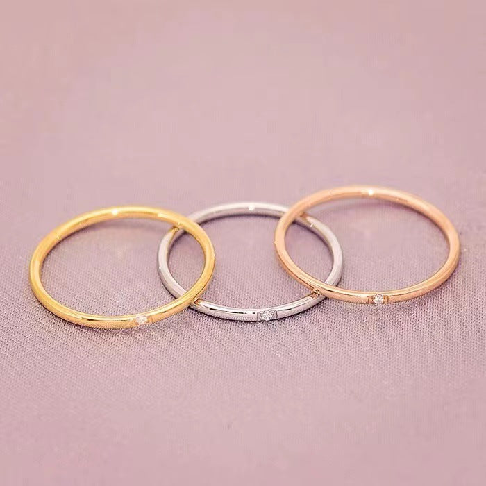 Women's Light Luxury Simple Personality Temperament Small Zircon Design Fashion Ring