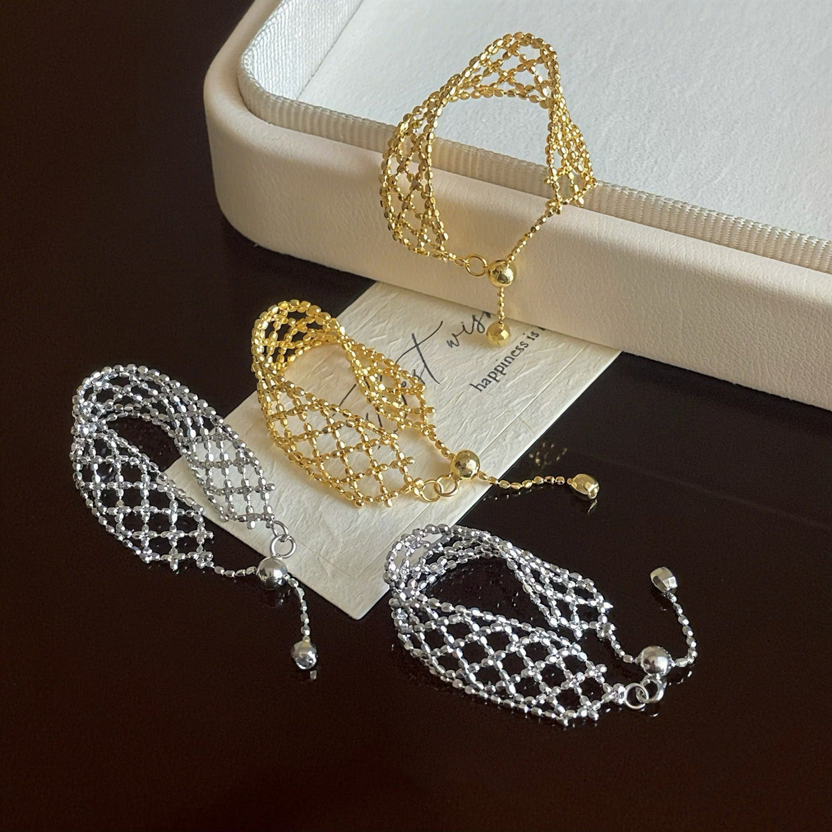 Mesh Lace Pull Adjustable Woven Dream Net Fashion Rings