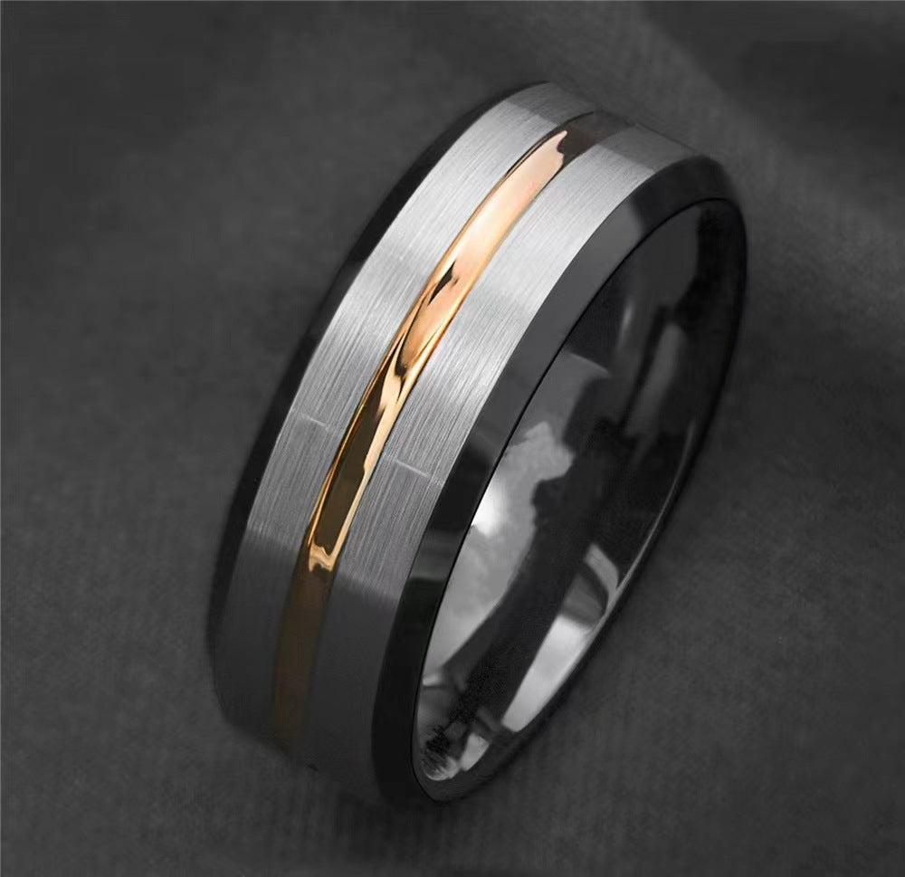 Men's Fashion Xi Groove Stainless Steel Source Ring