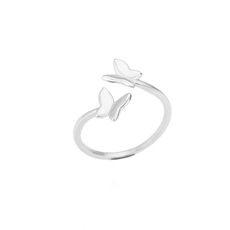 Women's Gold Exquisite Mini Small Butterfly Zircon Opening Rings