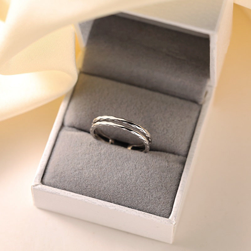 Women's Simple Niche Design Water Ripple Daily Commuting Switchable Index Finger Ring