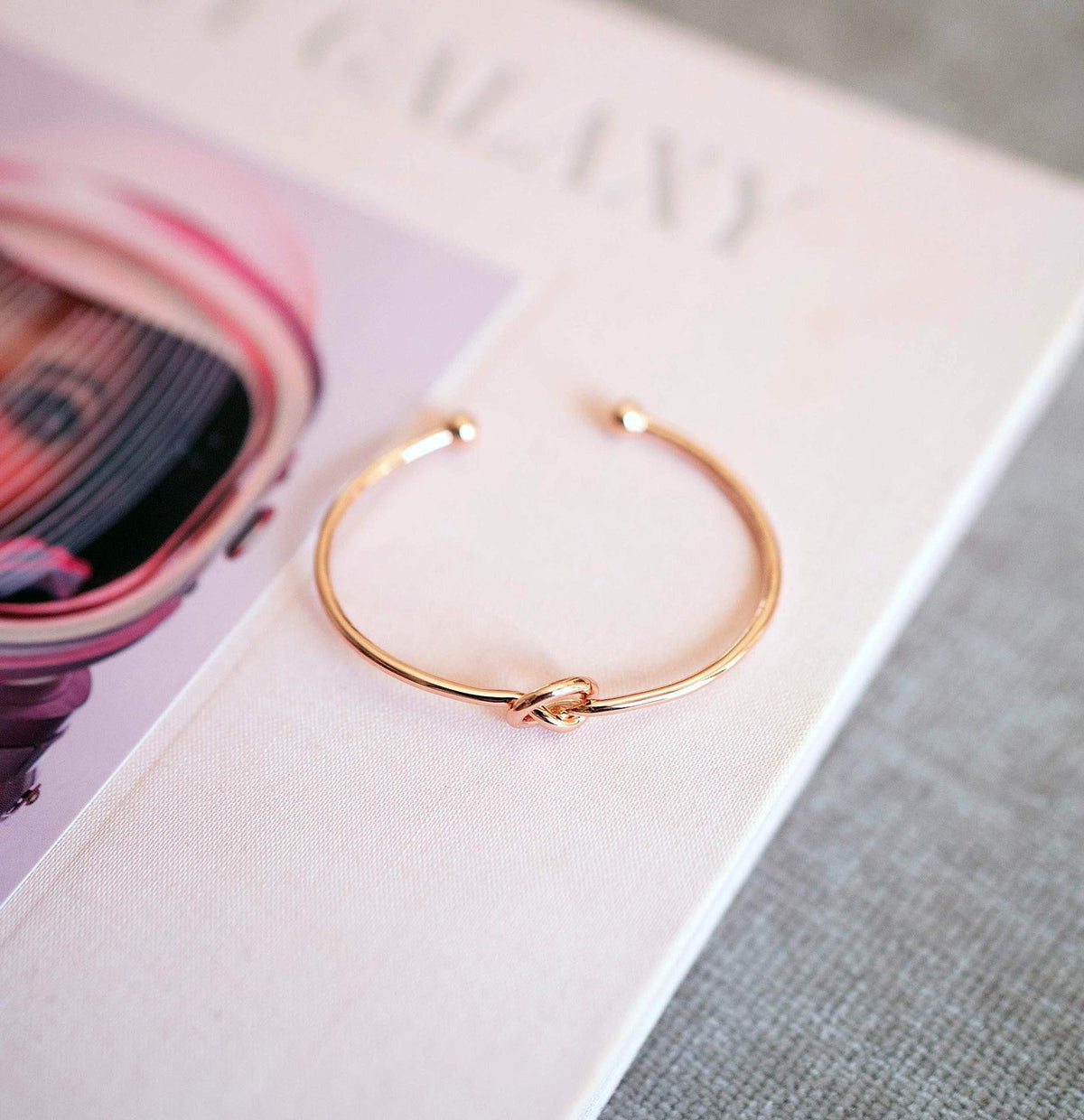 Simple Heart Cross Open Mouth Rose Gold Bracelet