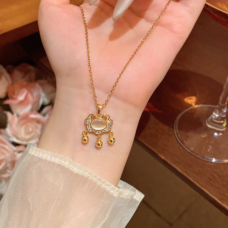 Women's Chinese Style National Safety Lock Light Luxury Micro Inlaid Necklaces