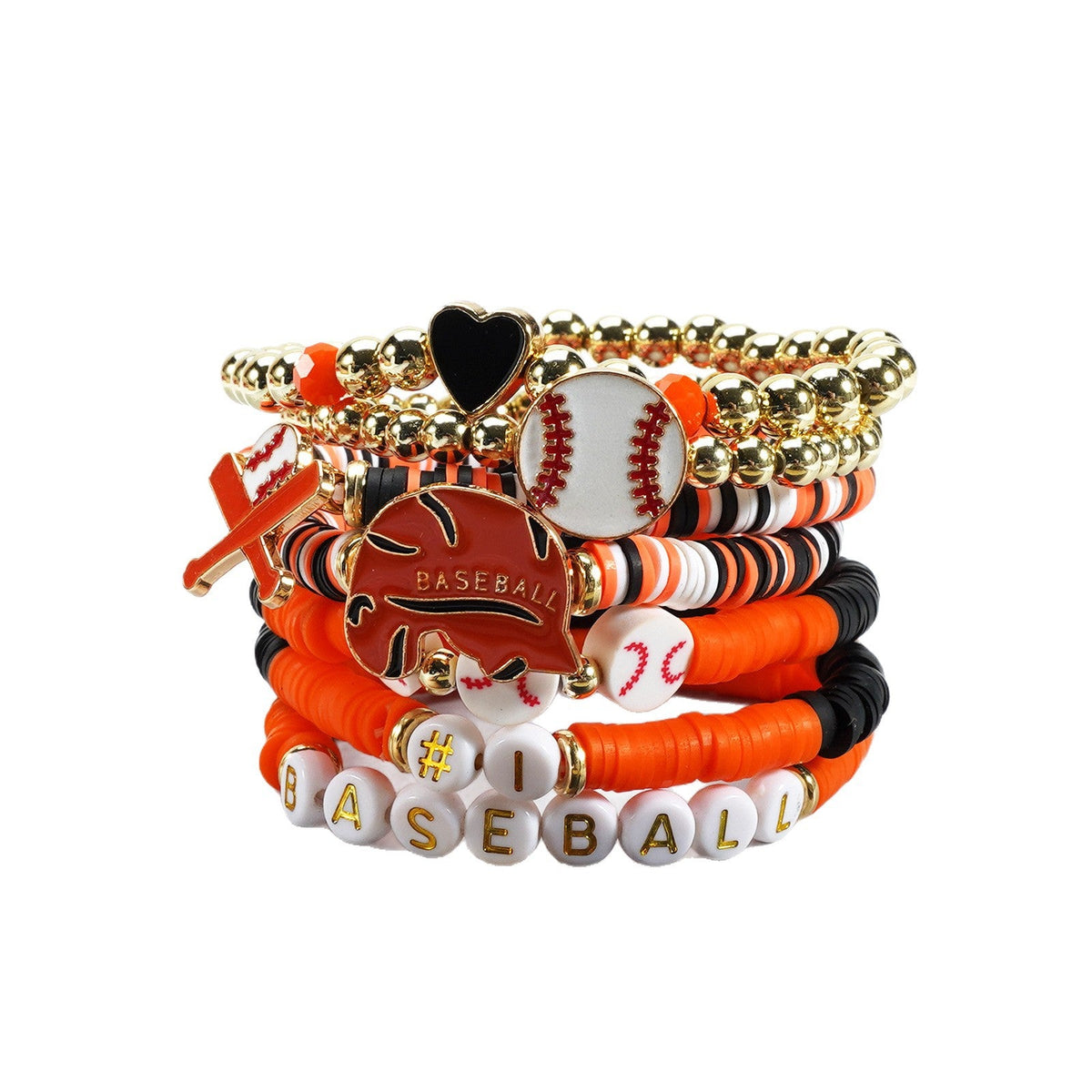 Game Day Polymer Clay Multilayer Fashion Twin Bracelets
