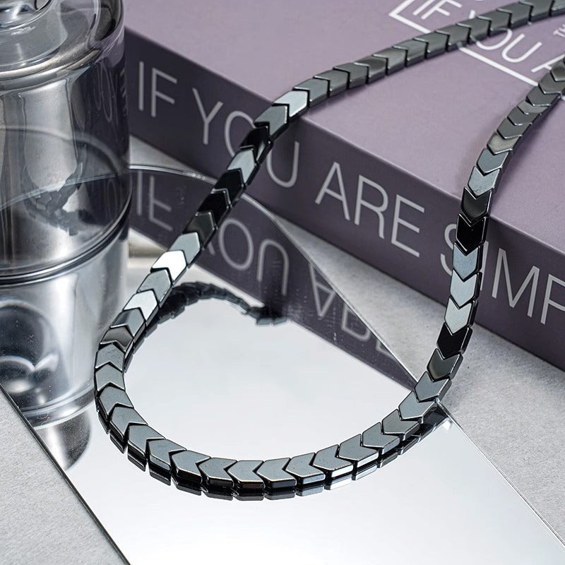 Men's Haematite Titanium Steel Triangle Light Luxury Necklace