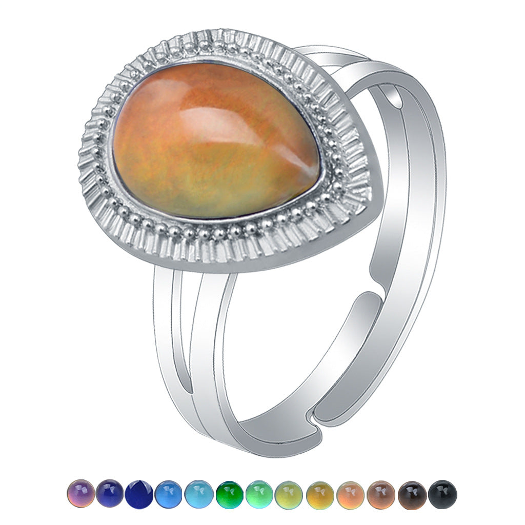 Fashion Charm Female High Profile Retro Gem Temperature Change Ring