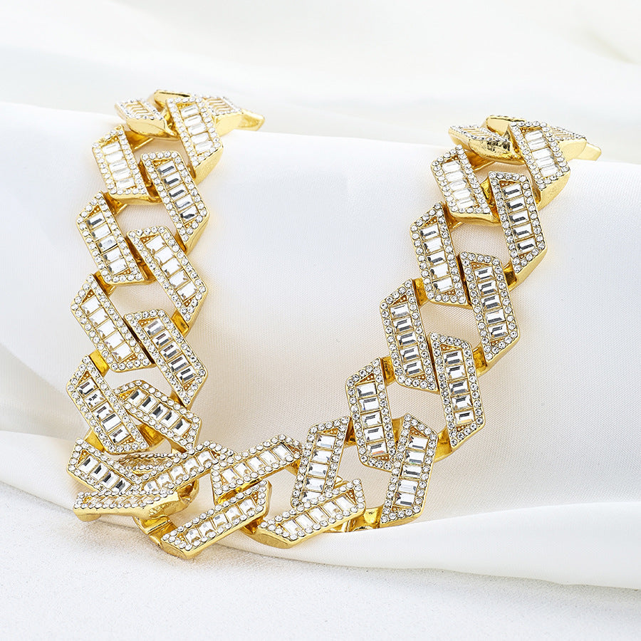 Men's Drill Exaggerated Rhombus Hip Hop Cuban Link Chain Necklace