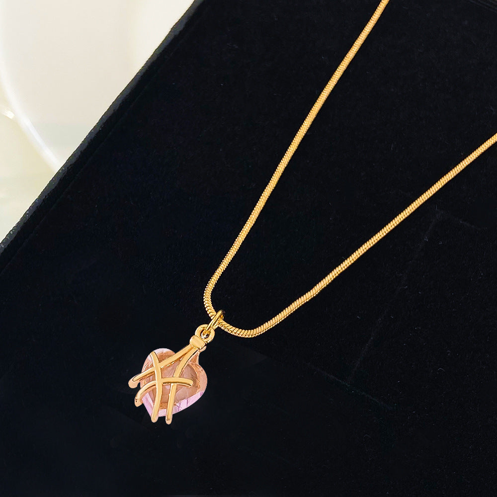 Barbie Diamond Castle Love Female Fashion Sweet Heart-shaped Collarbone Necklaces