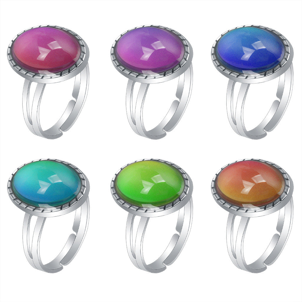 Fashion Charm Female High Profile Retro Gem Temperature Change Ring