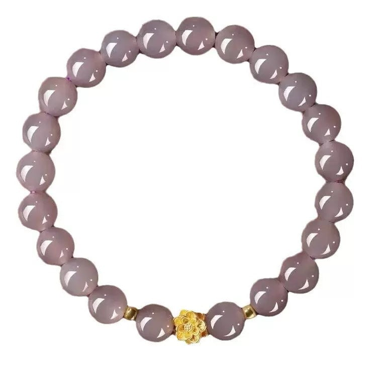 Smoky Purple Lotus Design Golden Peach Blossom Imitation Jade For Bracelets