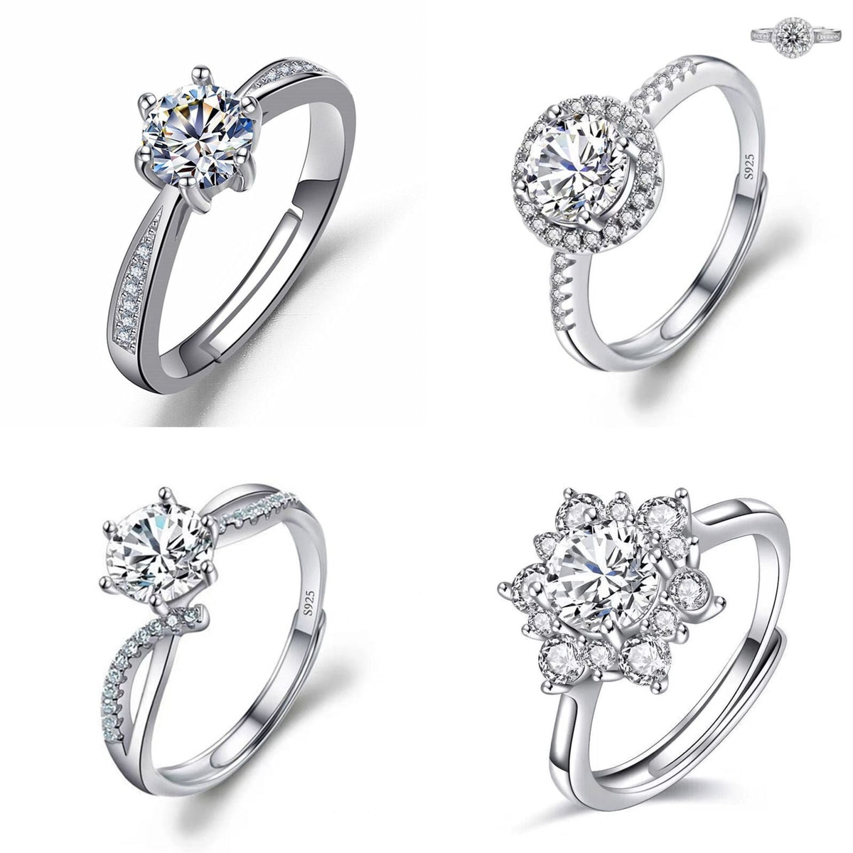 Women's Karat Zircon Gold-plated Diamond Hand Sterling Ring